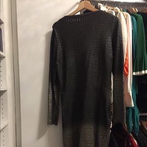 Auth ROLAND MOURET Grey Metallic Green knit DRESS